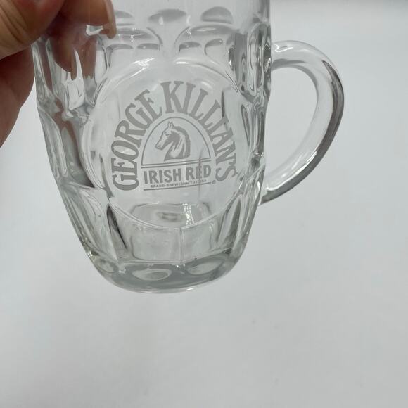 George Killian's Irish Red Dimpled 16oz. Etched Glass Beer Mug Pint France - Picture 2 of 2